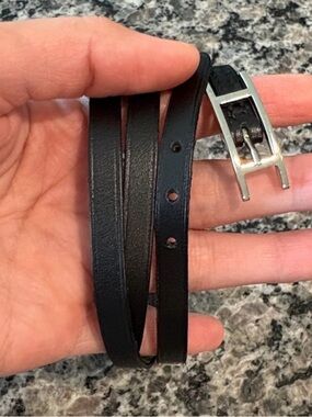 Hermes 27.5" Black Leather Wrap up Bracelet